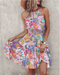 Summer Chic Halter Dress - European & American Print - color 5 Large - dress