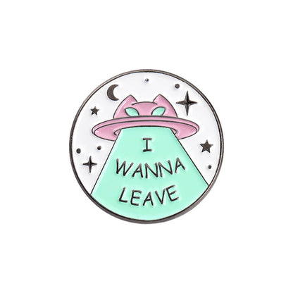 Cartoon Jewelry Alien Spaceship Brooch Accessory - D - pins