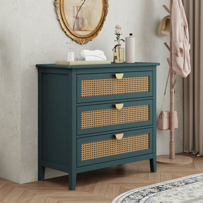 3 Drawer Cabinet, Natural Rattan, American Furniture- Unique Piece Furniture- {{Product type}}