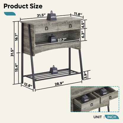 Console Table With Storage Drawers and Shelf