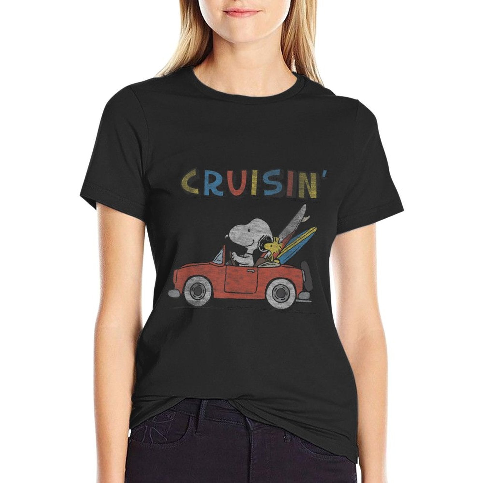 Peanuts Snoopy And Woodstock Cruisin  Soft T-Shirt- Velarayx- {{Product type}}