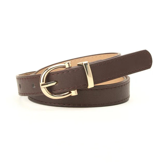 PU Leather Simple Metal Buckle Belt