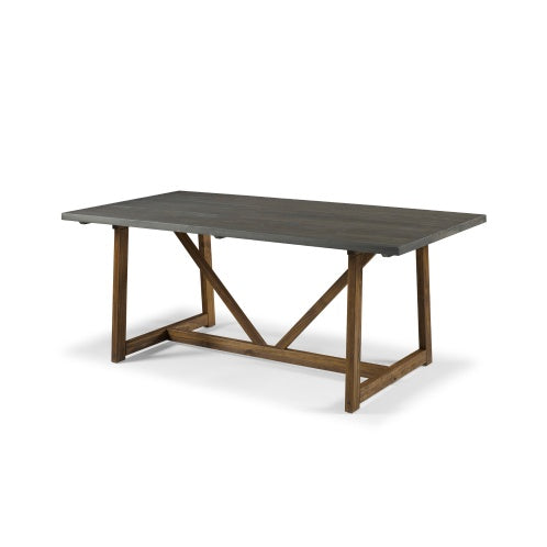 Rustic Solid Wood Grey Trestle Table - - table