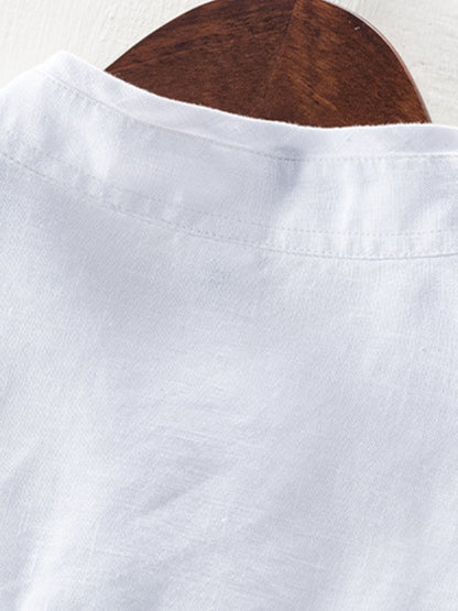 Men's Plus Size Casual Contrast Trim Half Sleeve Shirt - -
