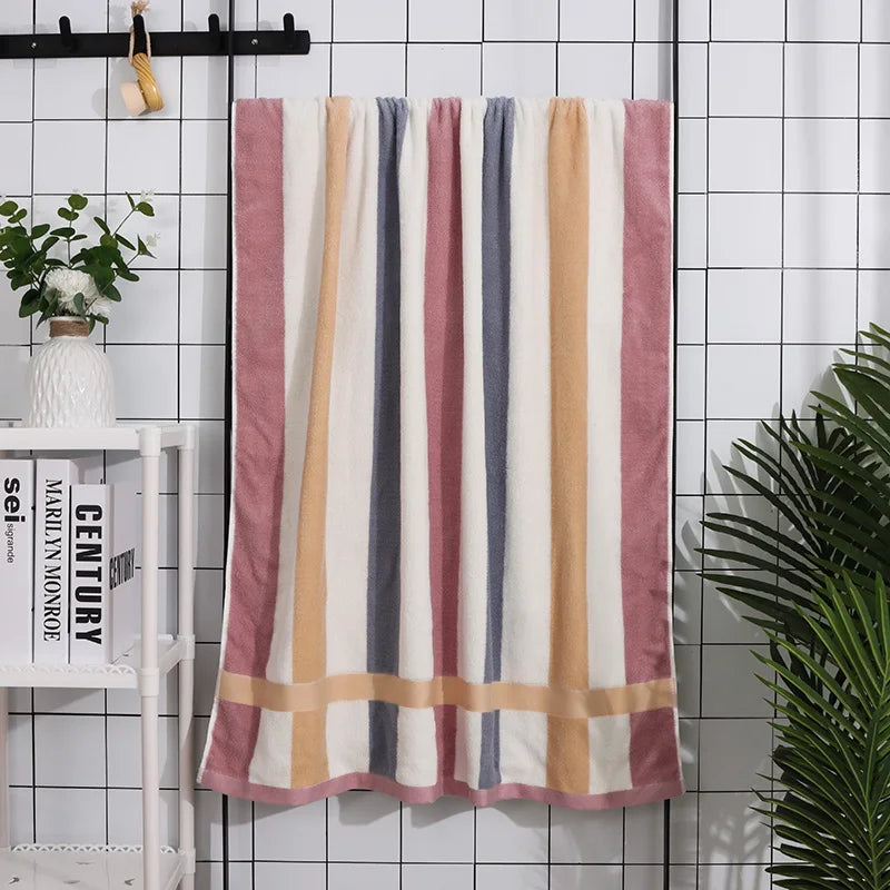 Thickened Stripe 100% Cotton Bath Towel