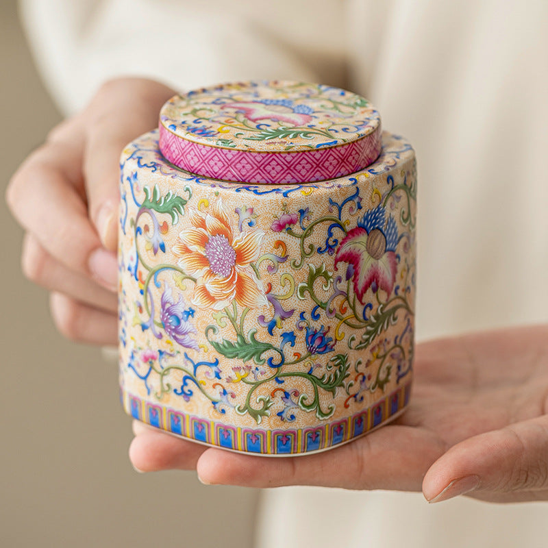 Enamel Color Tea Storage Can - - Food Storage