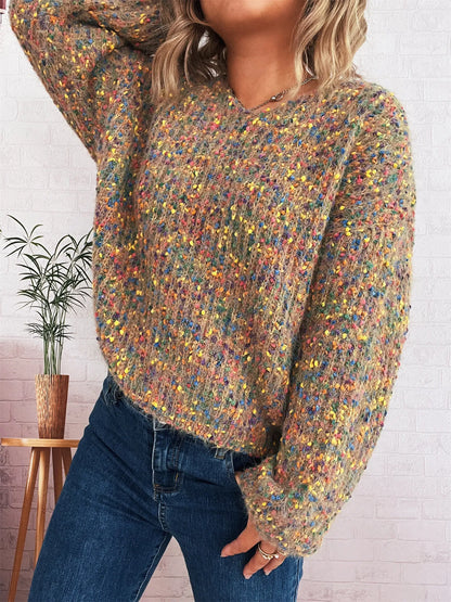 Colorful Long Sleeve Sweater - -