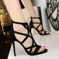 Simple Hollow Out High Heels Black