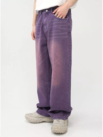 Men's Gradient Wide-Leg Jeans - -