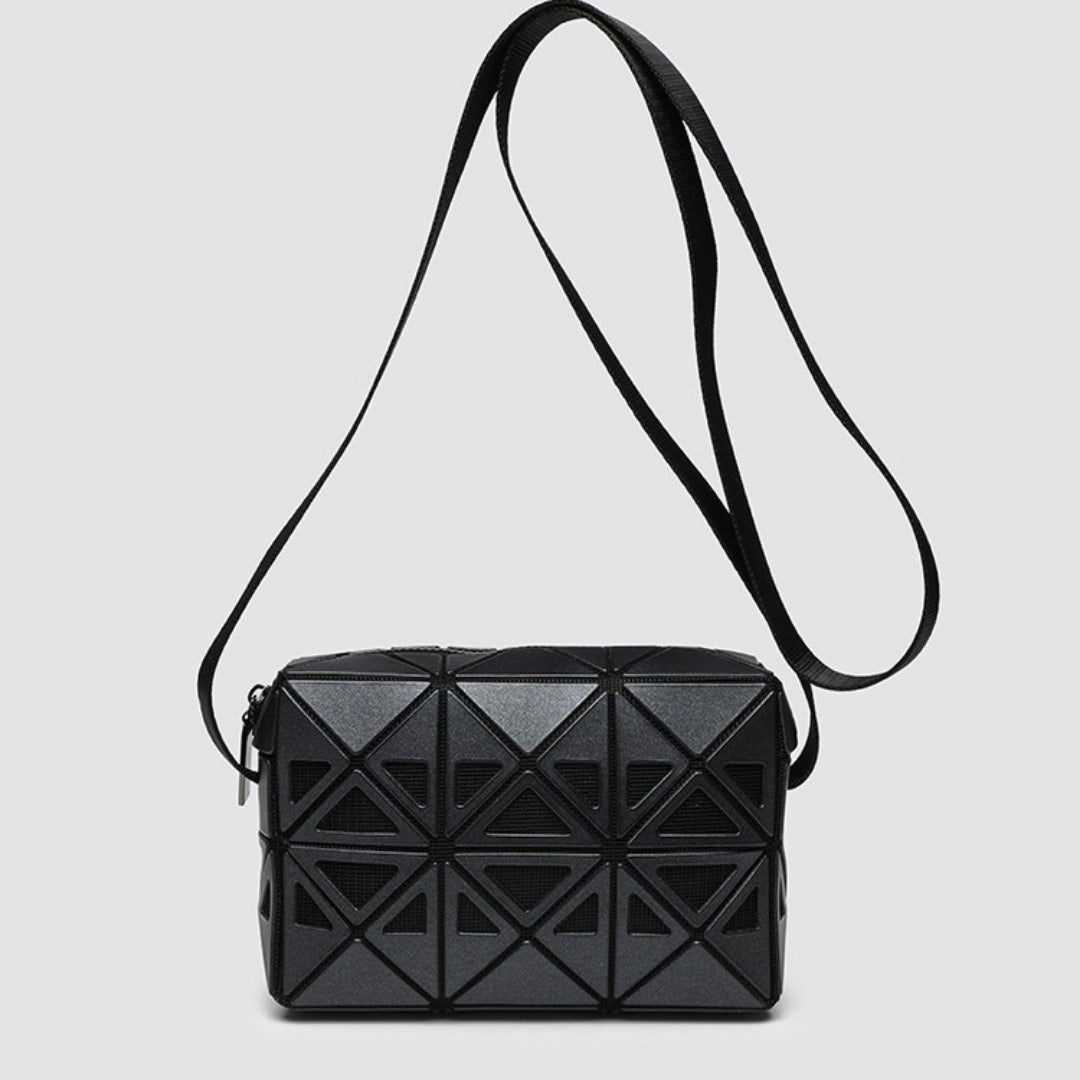 Fashion mini square box, hollow geometric design splicing crossbody bag, fashion commuter shoulder Crossbody bag, small square purse - -
