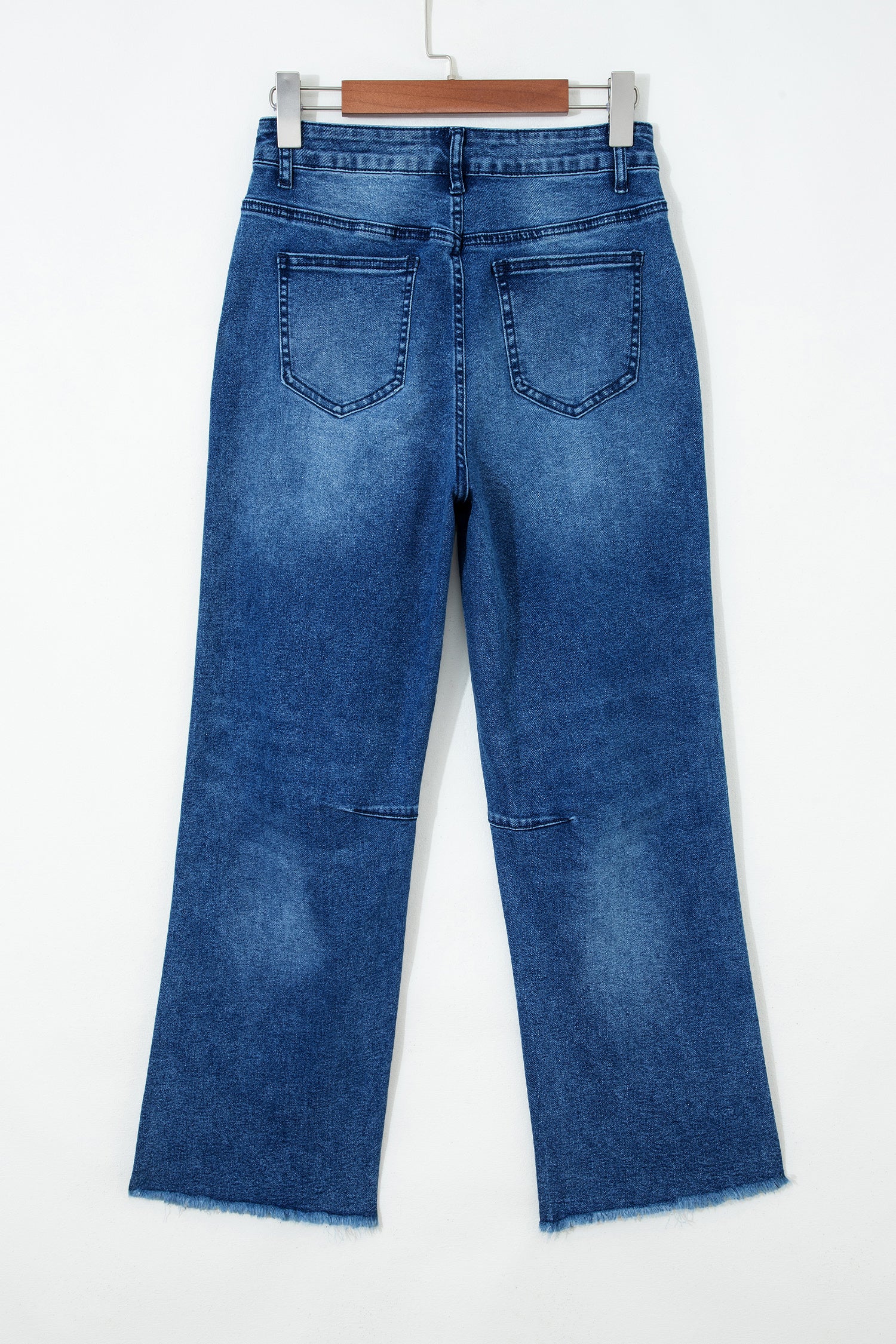 Denim Frayed Hem Cropped Straight Leg Jeans - - Bottoms/Jeans