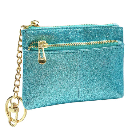 Teal Beurlike Womens RFID Coin Purse Change Wallet Small Leather Card Holder Keychain - - wallet