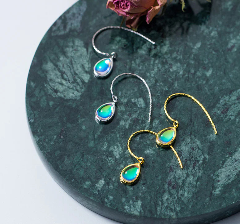 Sterling Silver Waterdrop Gradient Glass Earrings - Kia Day Design