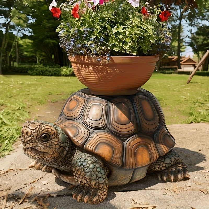 18" Garden Turtle Statue Stool - Multi-Purpose Decorative Resin Sculpture - - Garden Sculptures