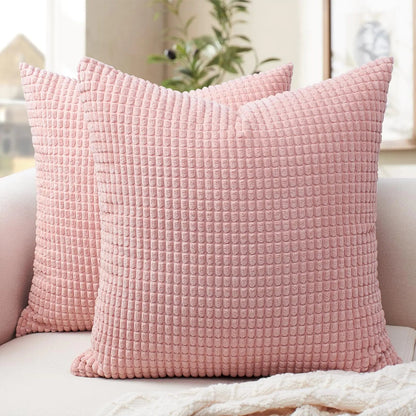 Pink Corduroy Stripe Decorative Pillow Cover Set - Kia Day Design