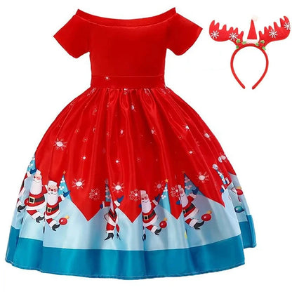 Girls Christmas Dress red blue 6T