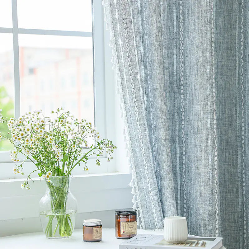 Faux Cotton Linen Semi-Blackout Curtains Kia Day Design