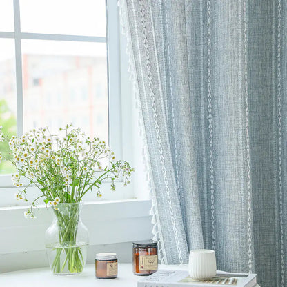 Faux Cotton Linen Semi-Blackout Curtains Kia Day Design