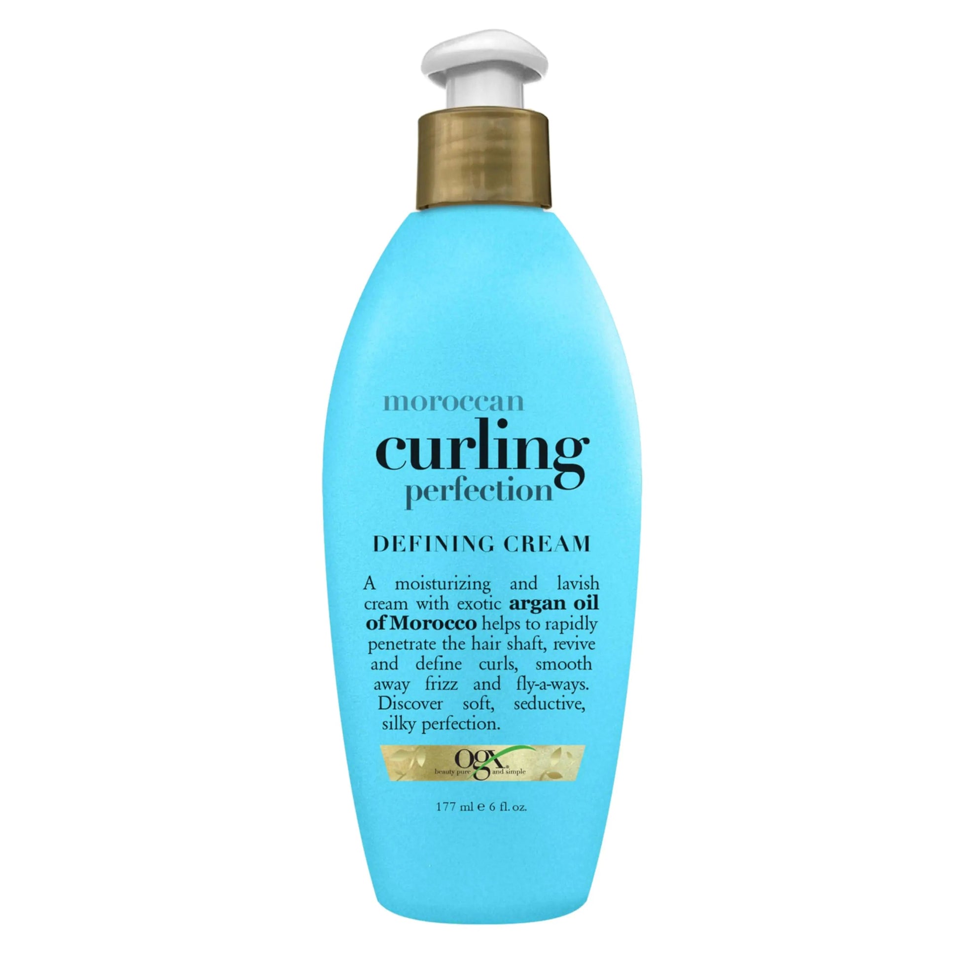 OGX Argan Oil of Morocco Curling Perfection Curl-Defining Cream Hair-Smoothing Anti-Frizz Cream to Define All Curl Types & Hair Textures Paraben-Free Sulfated-Surfactants Free 6 oz Kia Day Design