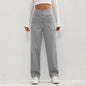 High- Waisted Casual Pants Gray Extra Large