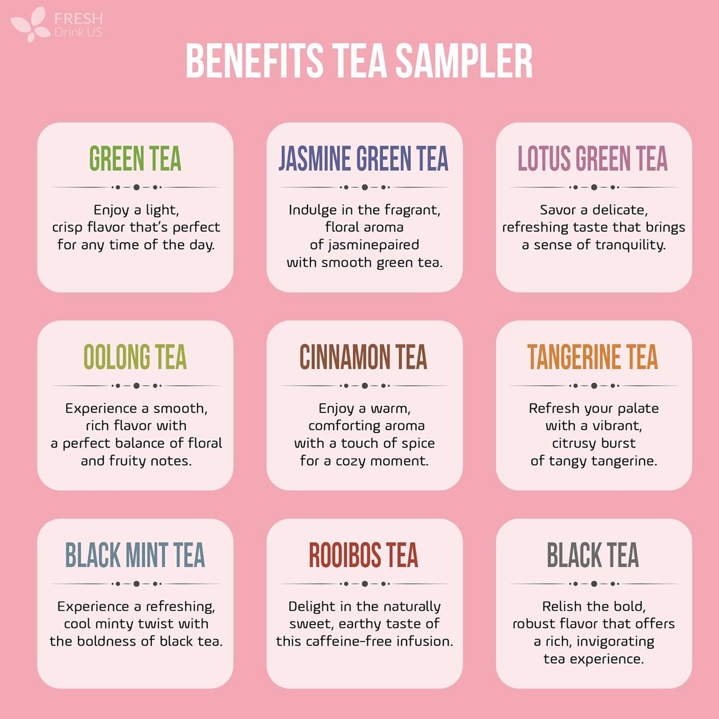 Premium 90 Tea Bags Sampler Assortment, 9 Different Flavors - -