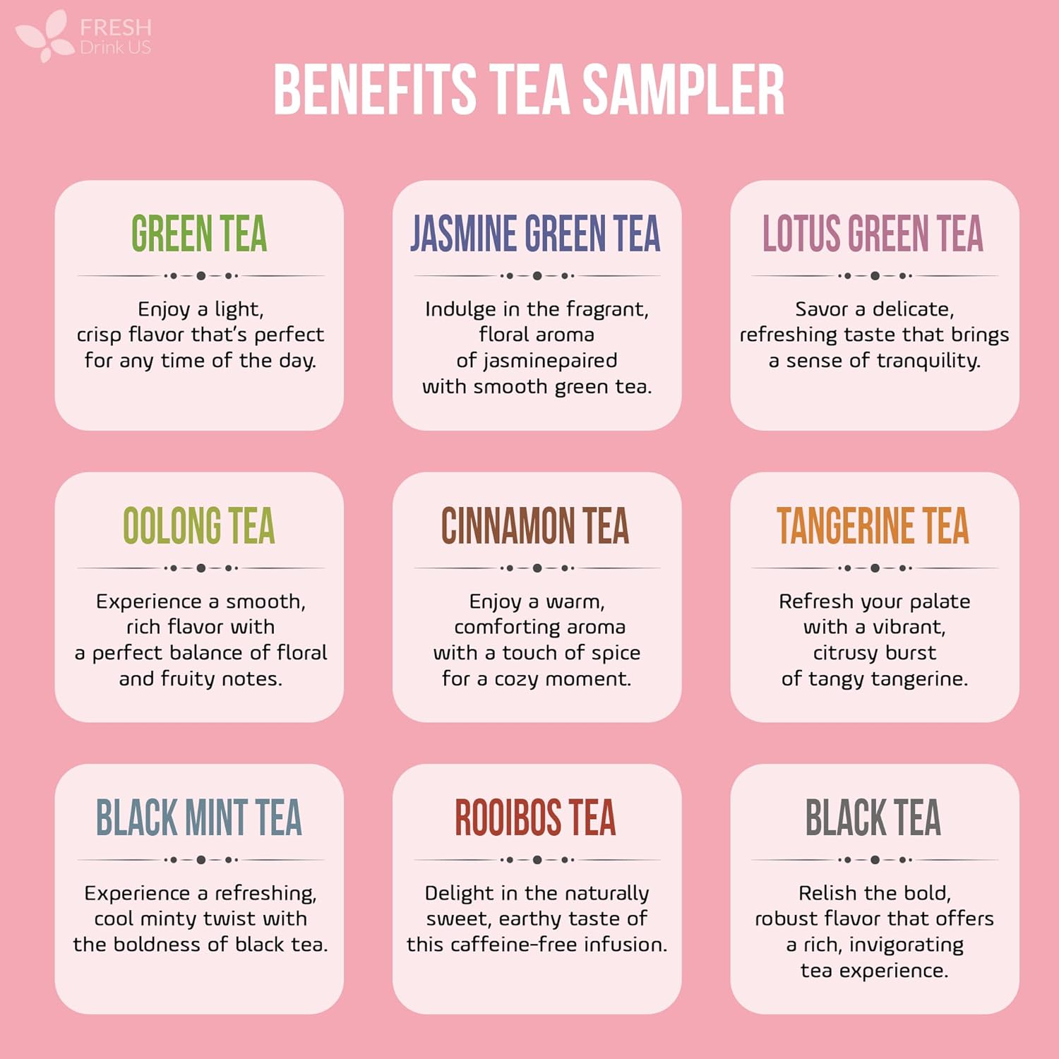 Premium 90 Tea Bags Sampler Assortment, 9 Different Flavors - -