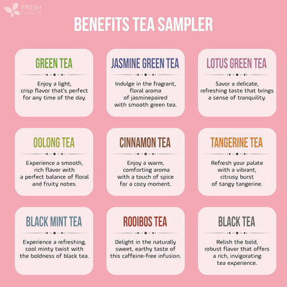 Premium 90 Tea Bags Sampler Assortment, 9 Different Flavors - -