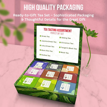 Premium 90 Tea Bags Sampler Assortment, 9 Different Flavors - -