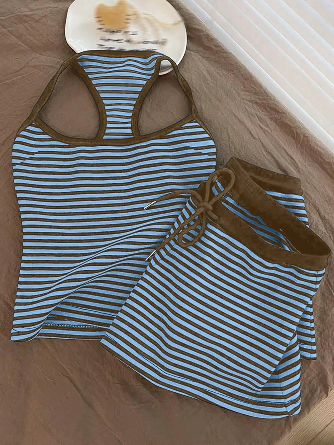 Striped Tank Top and Shorts Set- Shopimist- {{Product type}}