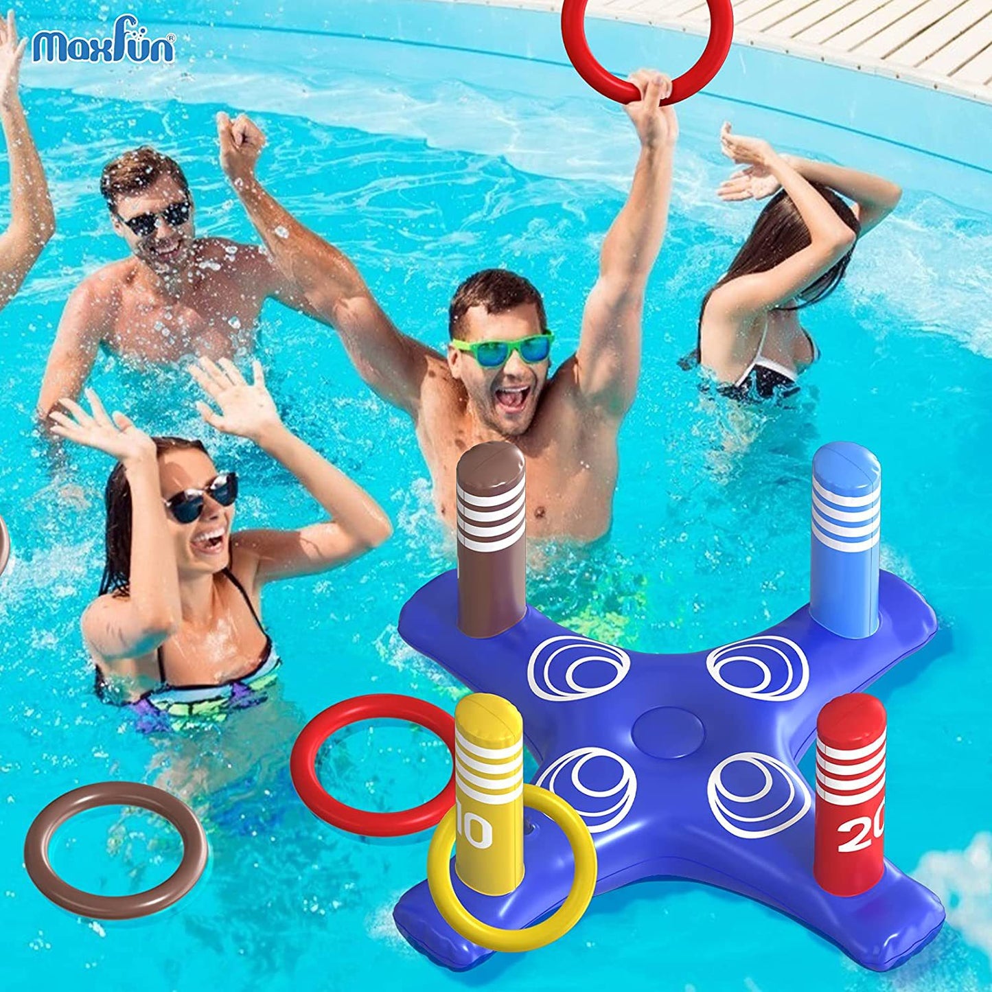 Inflatable Basketball Hoop for Pool Games Outdoors - Old cross 4 inflatable small circle - pool toy