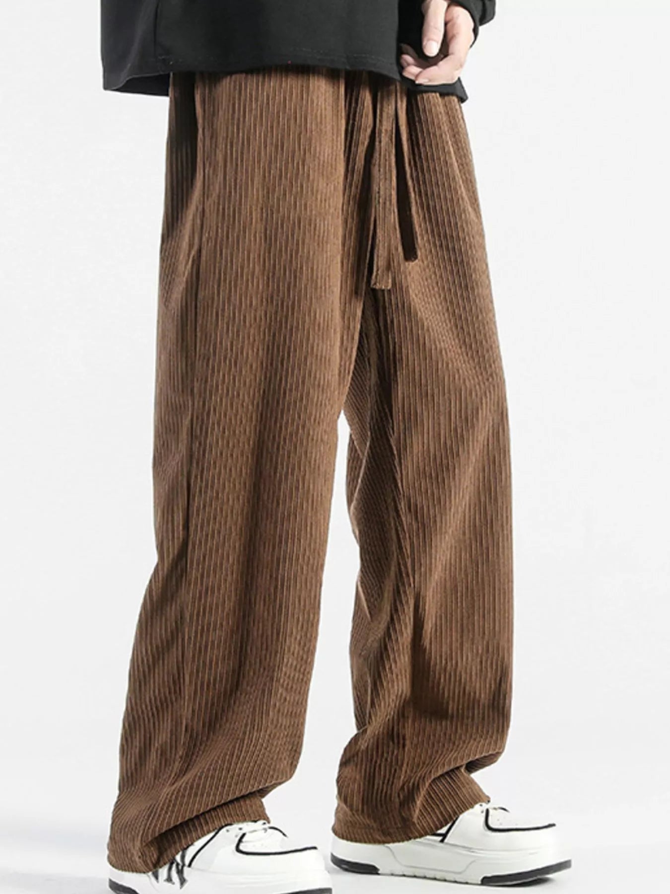 Men's Plus Size Casual Drawstring Wide Leg Pants - -