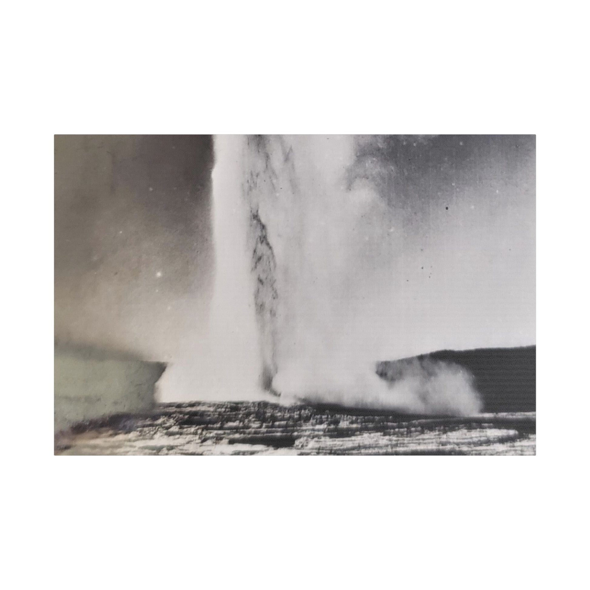 Old Faithful Geyser Yellowstone Satin Canvas Stretched