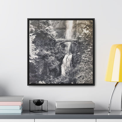 Multnomah Falls Oregon Gallery Canvas Wraps Square Frame 20″ x 20″ Premium Gallery Wraps (1.25″) Black