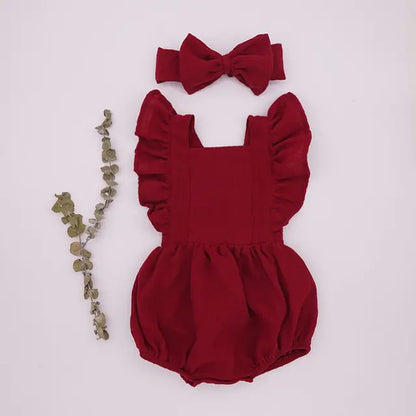 Organic Cotton Summer Baby Girl Clothes Dark Red 6M