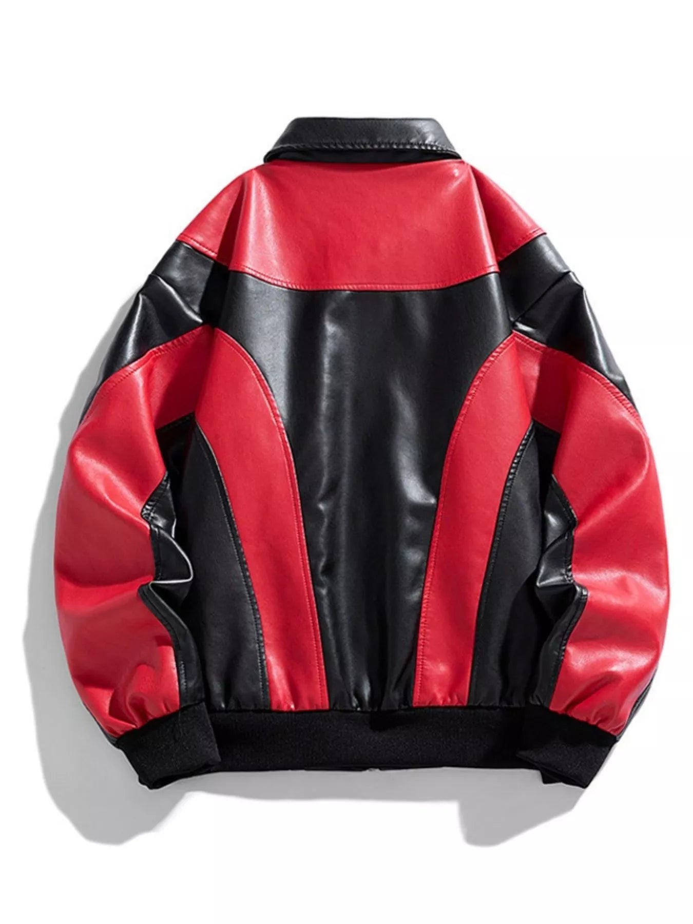 Men's Two-Tone Retro Style Faux Leather Jacket - -