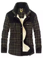 Men's Full Size Plaid Fleece Lined Snap Down Jacket Plus Size - The Black Army. -