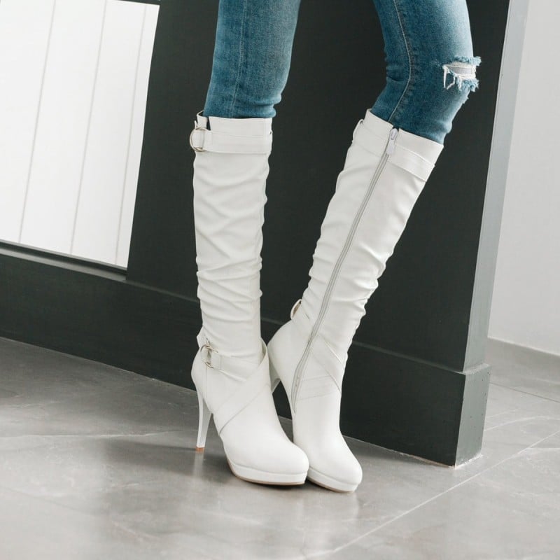 Stylish Simple High-Heeled Platform Stiletto Boots- Kia Day Design- {{Product type}}