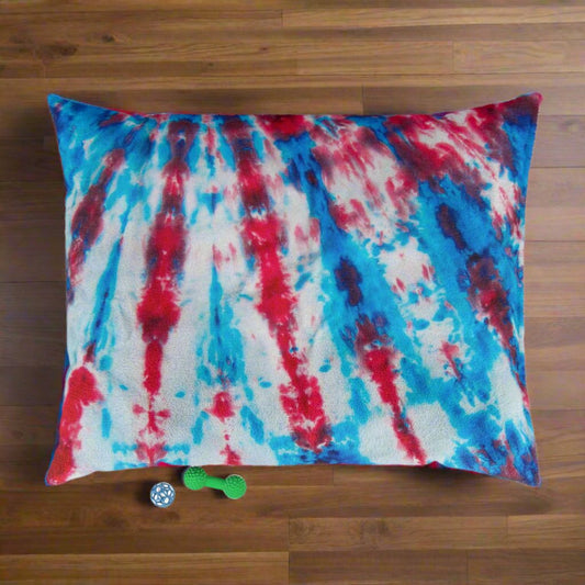 Red White Blue Tie Dye Pet Bed