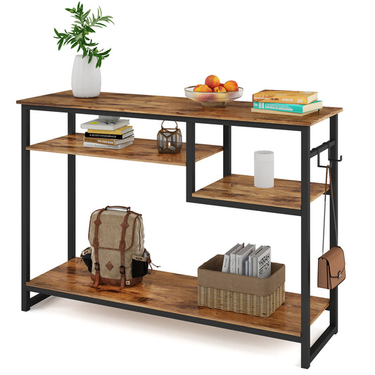 40" Table With Storage Behind With 4 Storage Shelves 2 Hooks