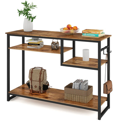 40" Table With Storage Behind With 4 Storage Shelves 2 Hooks