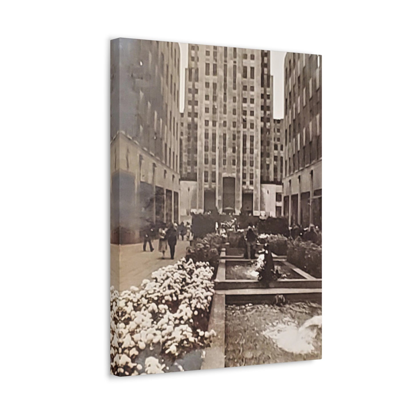 Rockefeller Plaza Stretched Canvas