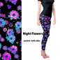 Night Flowers Leggings with Pockets - - Apparel