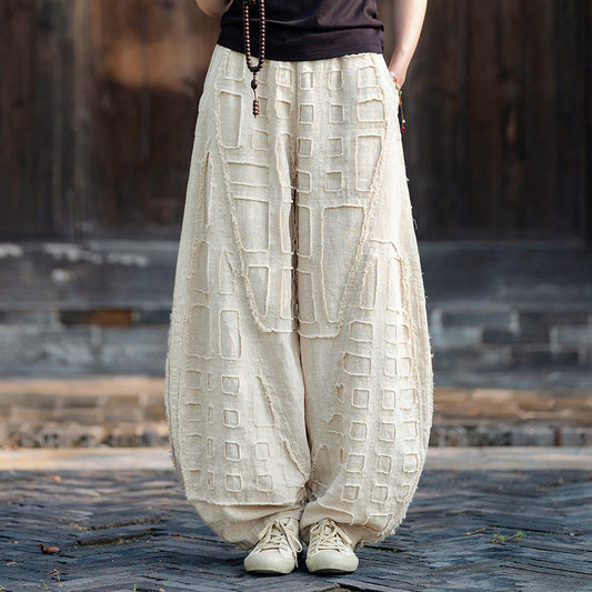 Raw-Edged Linen Meditation Pants – Natural Pants - - Pants