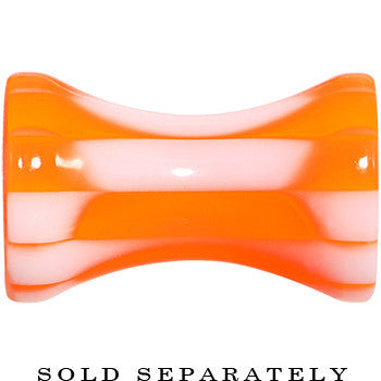 6G Orange and White Checkerboard Acrylic Saddle Plug - - PLUG
