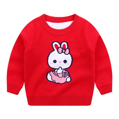 Trendy Cartoon Tutu Fan Tong Knitwear - Red 110cm - sweater