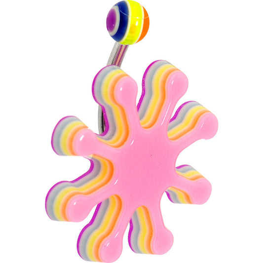 Light Pink Acrylic Multi Layered Paint Splash Belly Ring - - BELLY RING