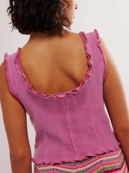 Lettuce Trim Square Neck Tank- Shopimist- {{Product type}}