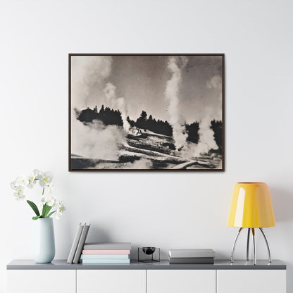 Norris Geyser Yellowstone Gallery Canvas Wraps Horizontal Frame 40″ x 30″ Walnut 1.25"