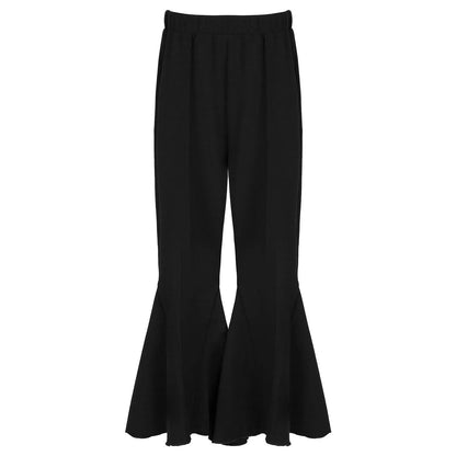 Girls Flare Black Ruffle Bell-Bottom Pants black