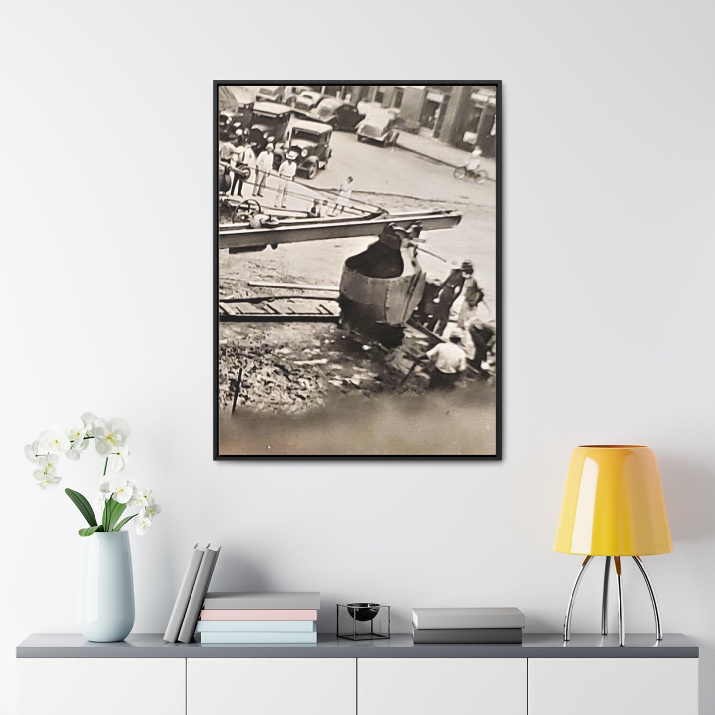 Concrete Worker Gallery Canvas Wraps, Vertical Frame